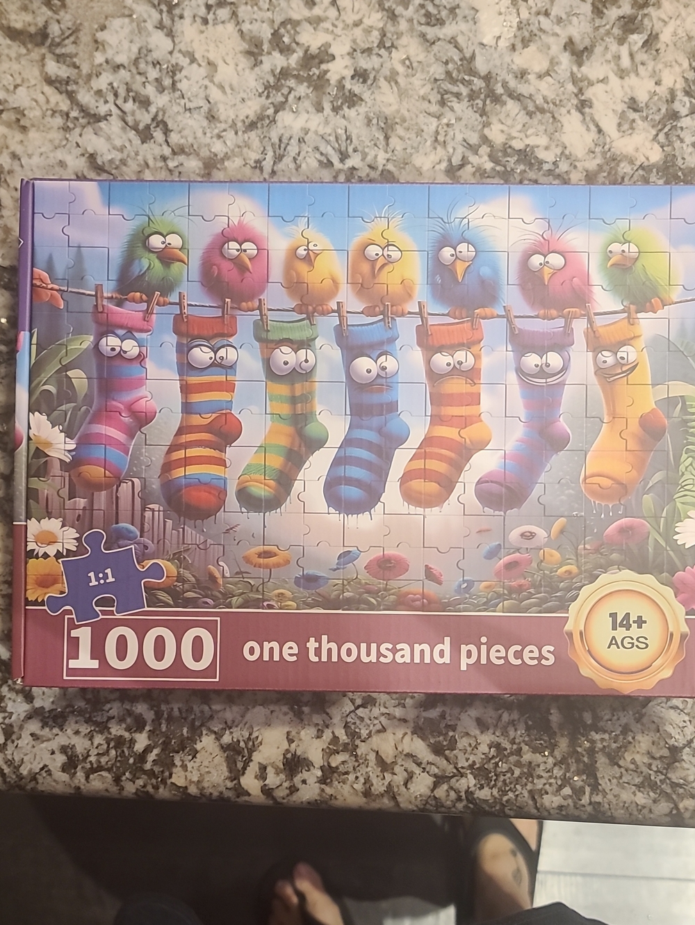 Colorful Birds & Striped Socks 1000-Piece Jigsaw Puzzle - Multi